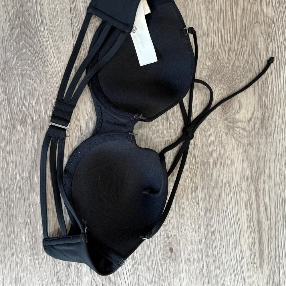 Abercrombie & Fitch Black Push‎ Up Bikini Top 34D/36C Large Strappy Back
